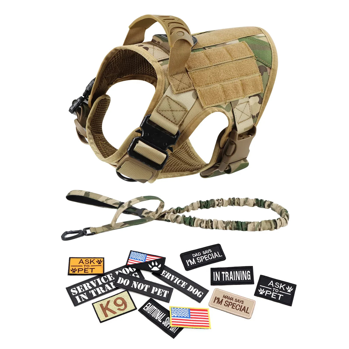 PETRAVEL Tactical Dog Harness Vest With Training Leash Set