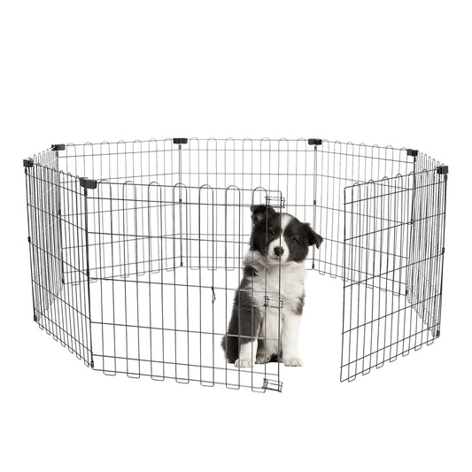 Foldable Metal Dog Playpen Indoor Outdoor Fence with Doors