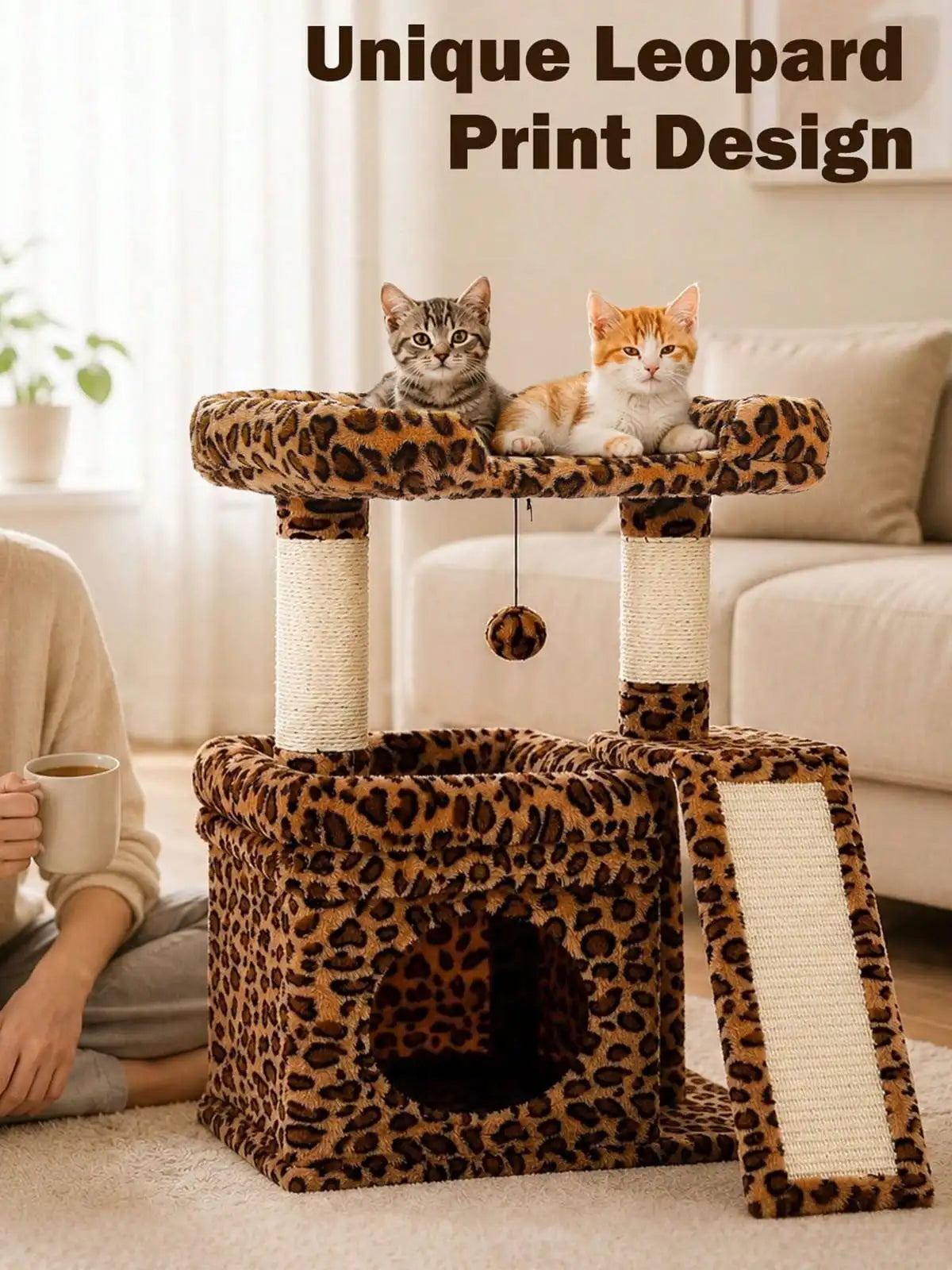Indoor Natural Sisal Scratching Cat Tree With Top Perch