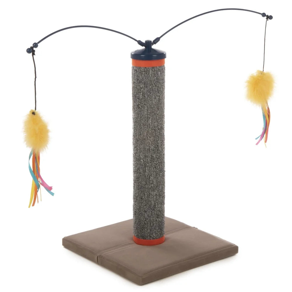 Scratch N Spin Cat Scratching Post With Interactive Spinning Wand Toy For Nail Growth And Stress Relief