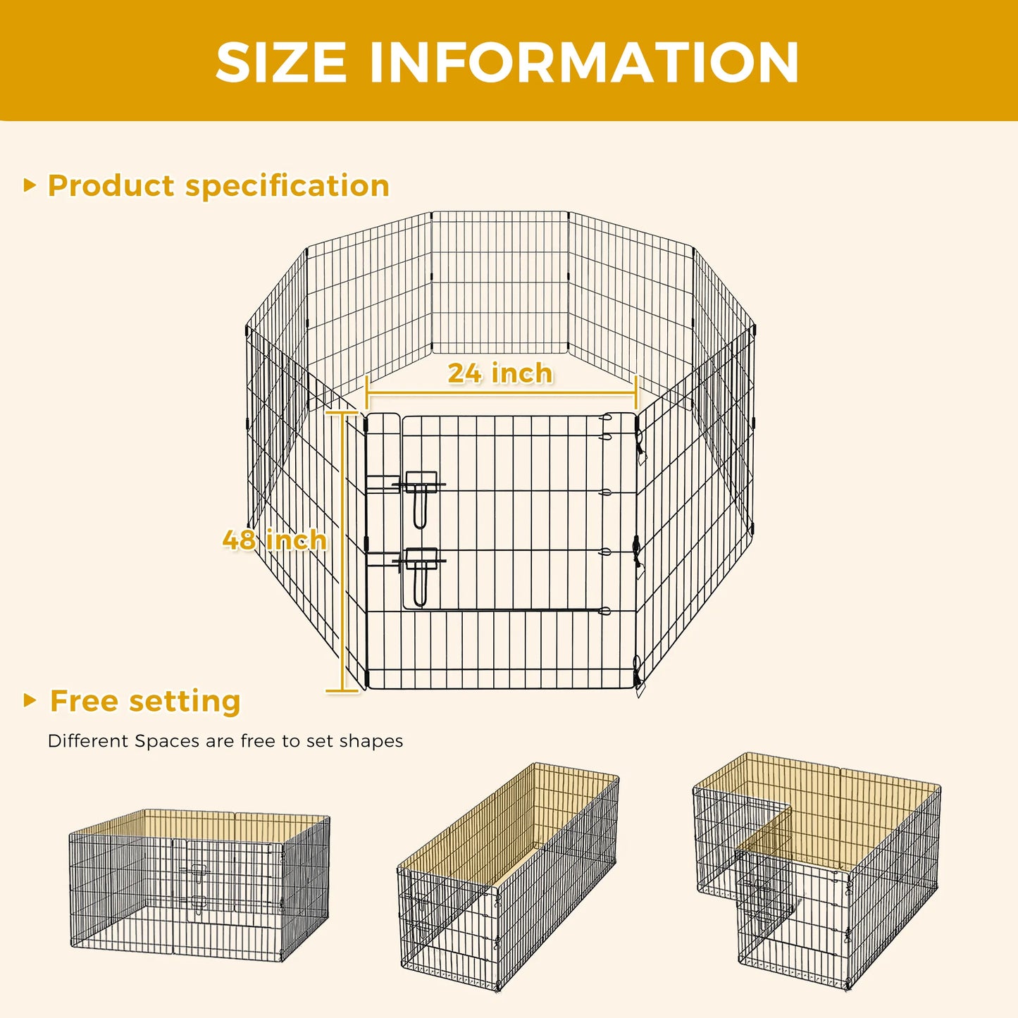 Foldable Metal Dog Playpen Indoor Outdoor Fence with Doors