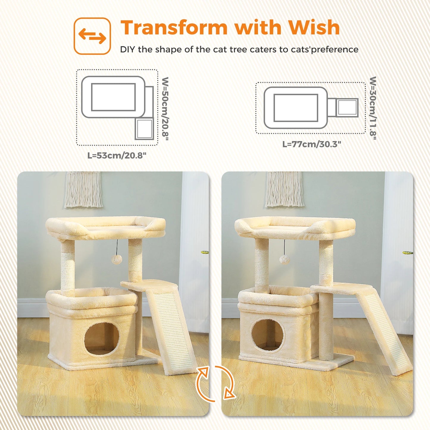 PAWZ Road PremiumPlus Indoor Cat Tree Tower With Durable ScratchingPostAccessorySet