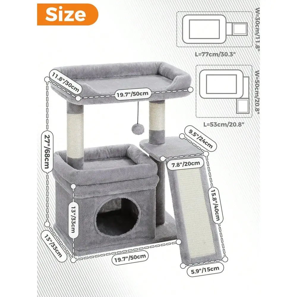 Indoor Natural Sisal Scratching Cat Tree With Top Perch