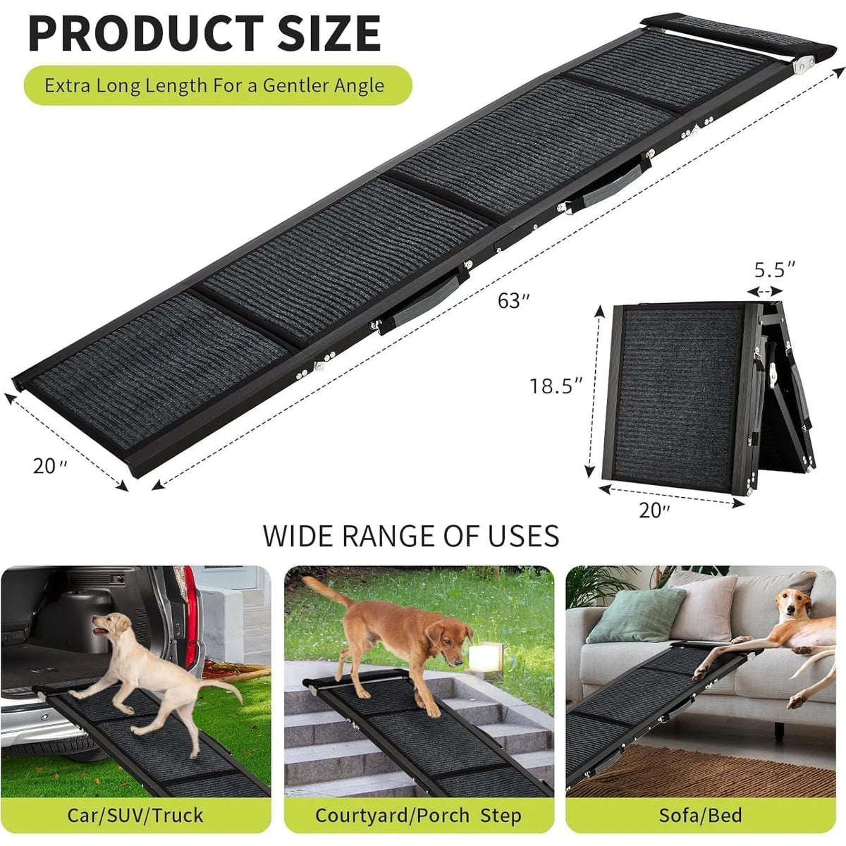 HiMISS Folding Dog Car Ramp With Non Slip Surface