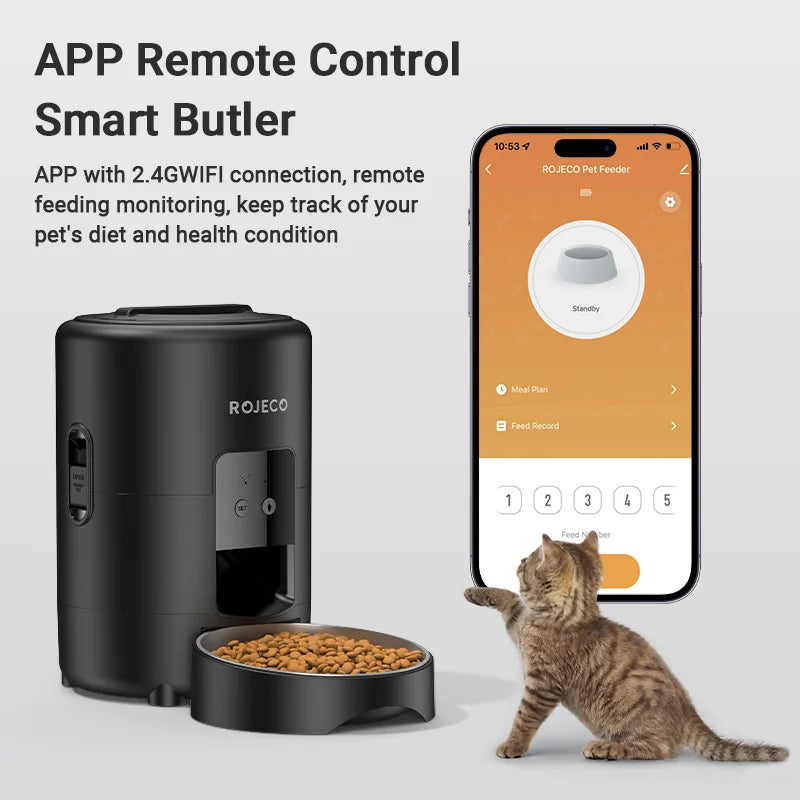 ROJECO Automatic Cat Feeder WiFi App Remote Control