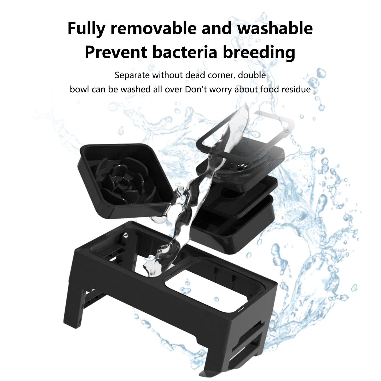 TWISTER.CK 3-In-1 Stainless Steel Slow Feed Pet Water Bowl