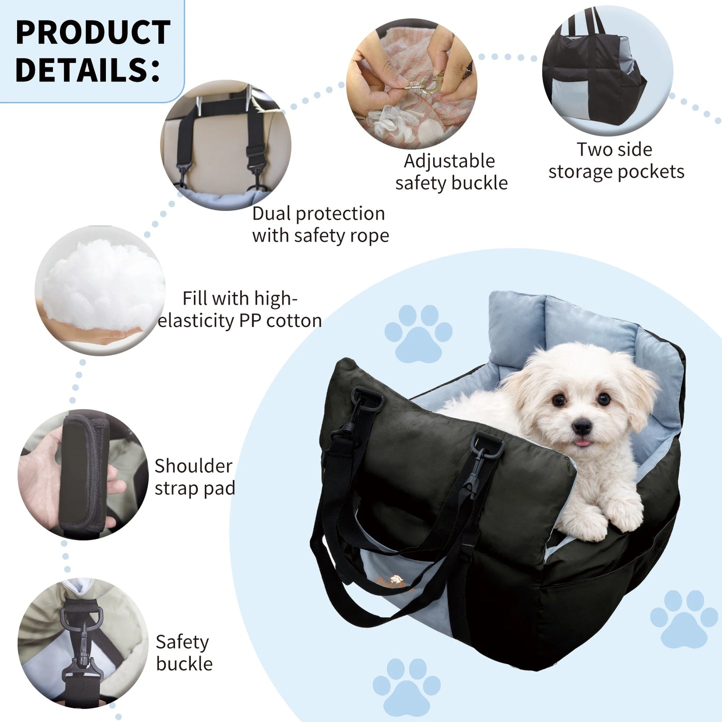 Dog Car Seat Travel Bed and Booster for Small Dogs