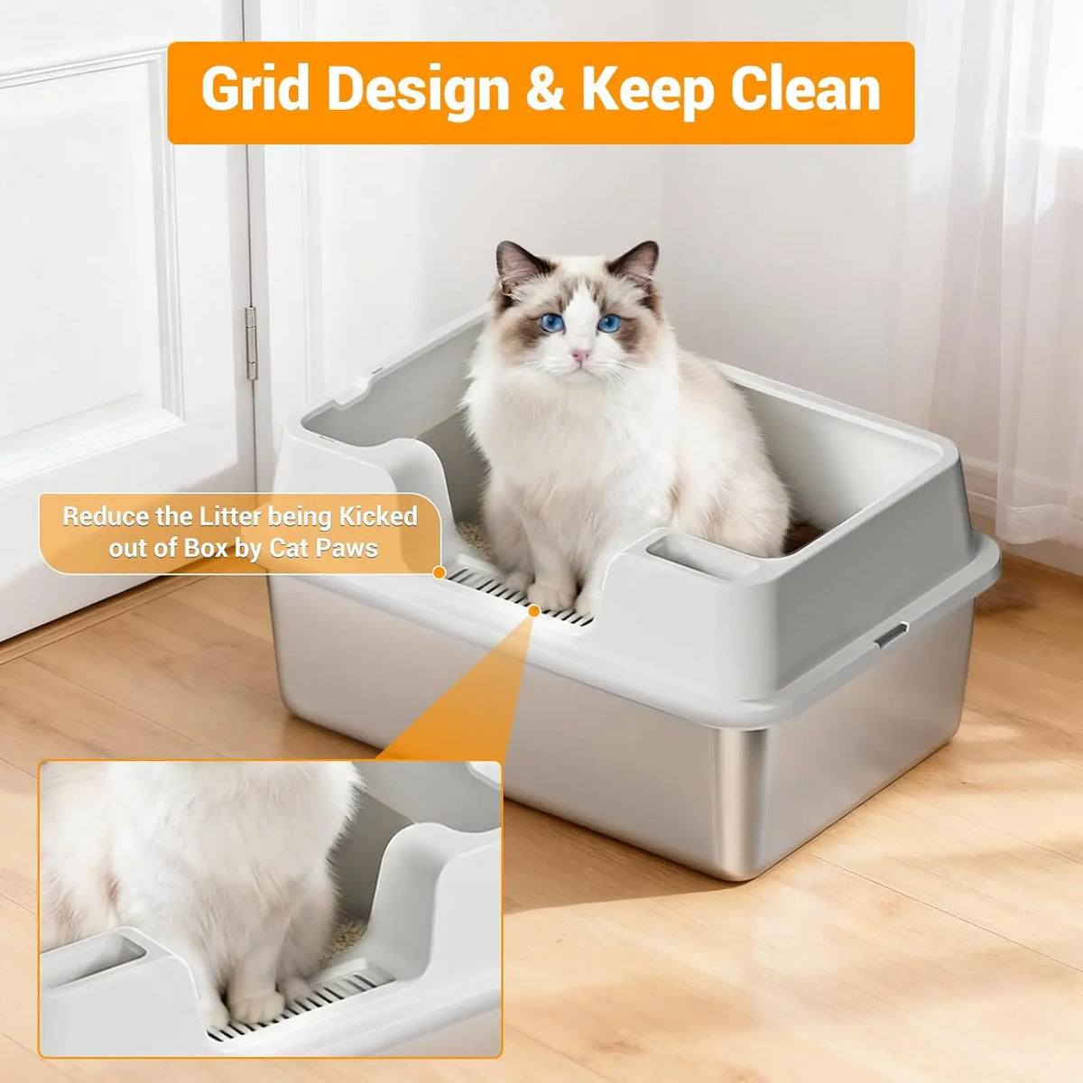 HiMISS Premium Stainless Steel Enclosed Cat Litter Box