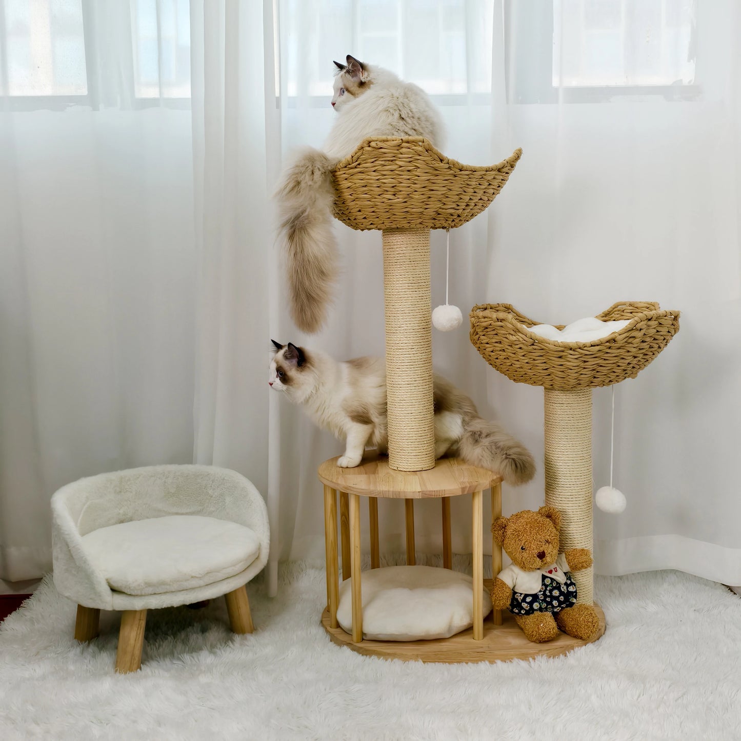 Bingopawcn Three Tier Cat Tree Tower Indoor Activity Center For Climbing Scratching Perches And Playtime