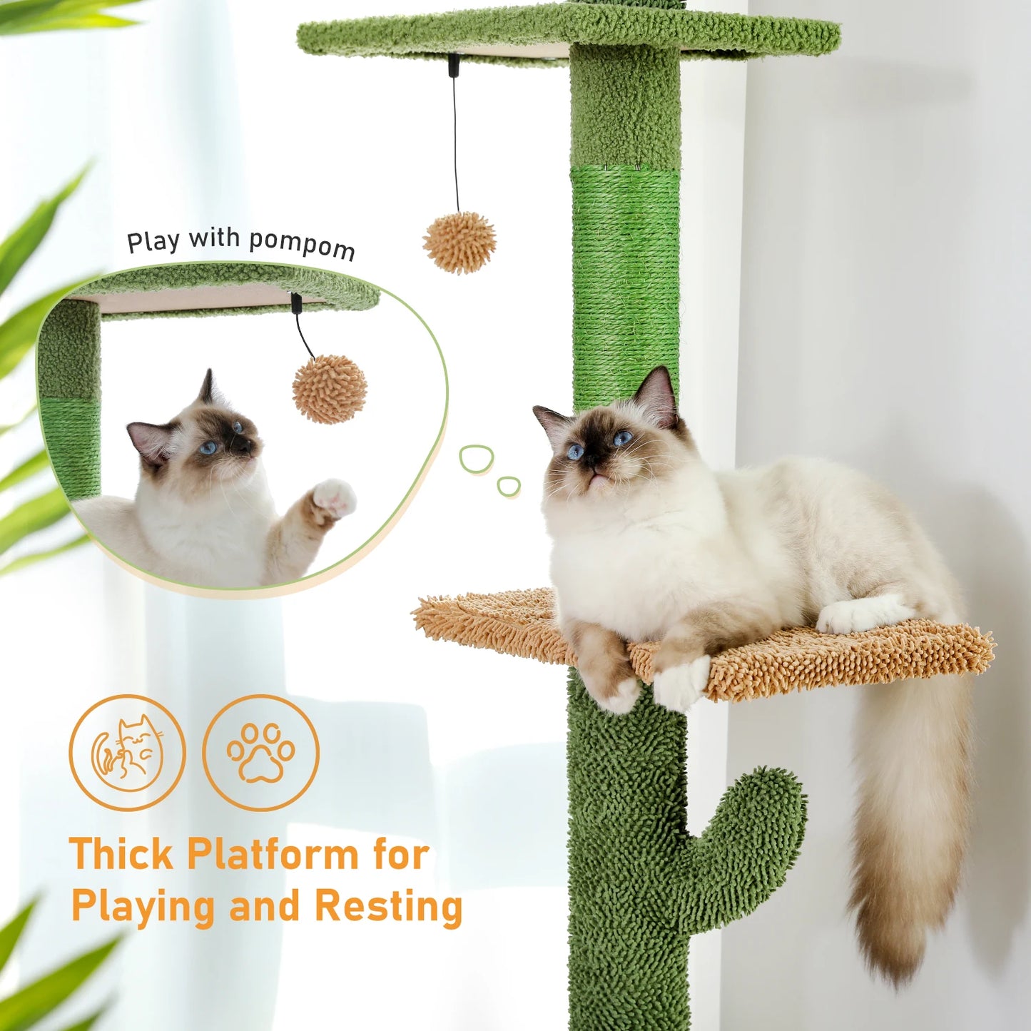 PAWZ Road 5-Tier Cat Tree Cactus Tower With Scratching Post