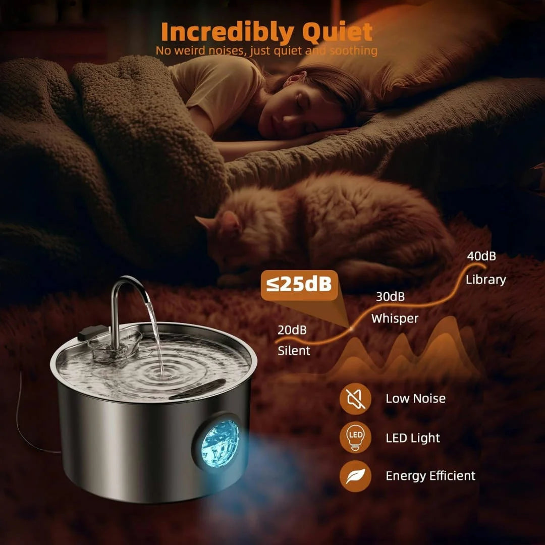 OPETHH Stainless Steel Cat Water Fountain Dispenser For Pets