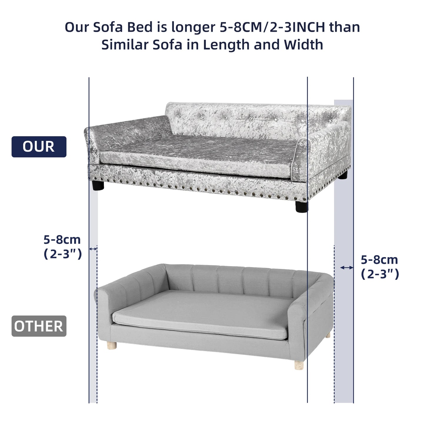 BINGOPAWCN Elevated Microfiber Leather Dog Bed Sofa With Removable Cushion