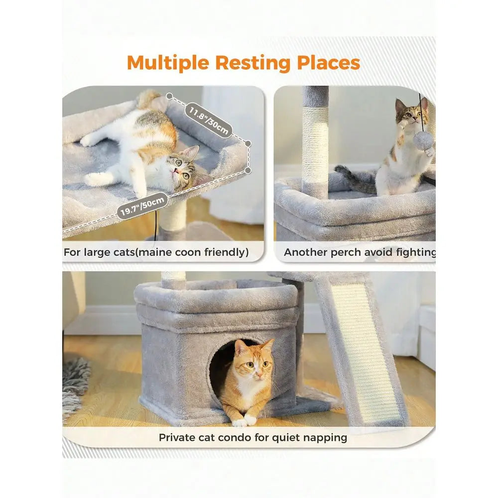 Indoor Natural Sisal Scratching Cat Tree With Top Perch