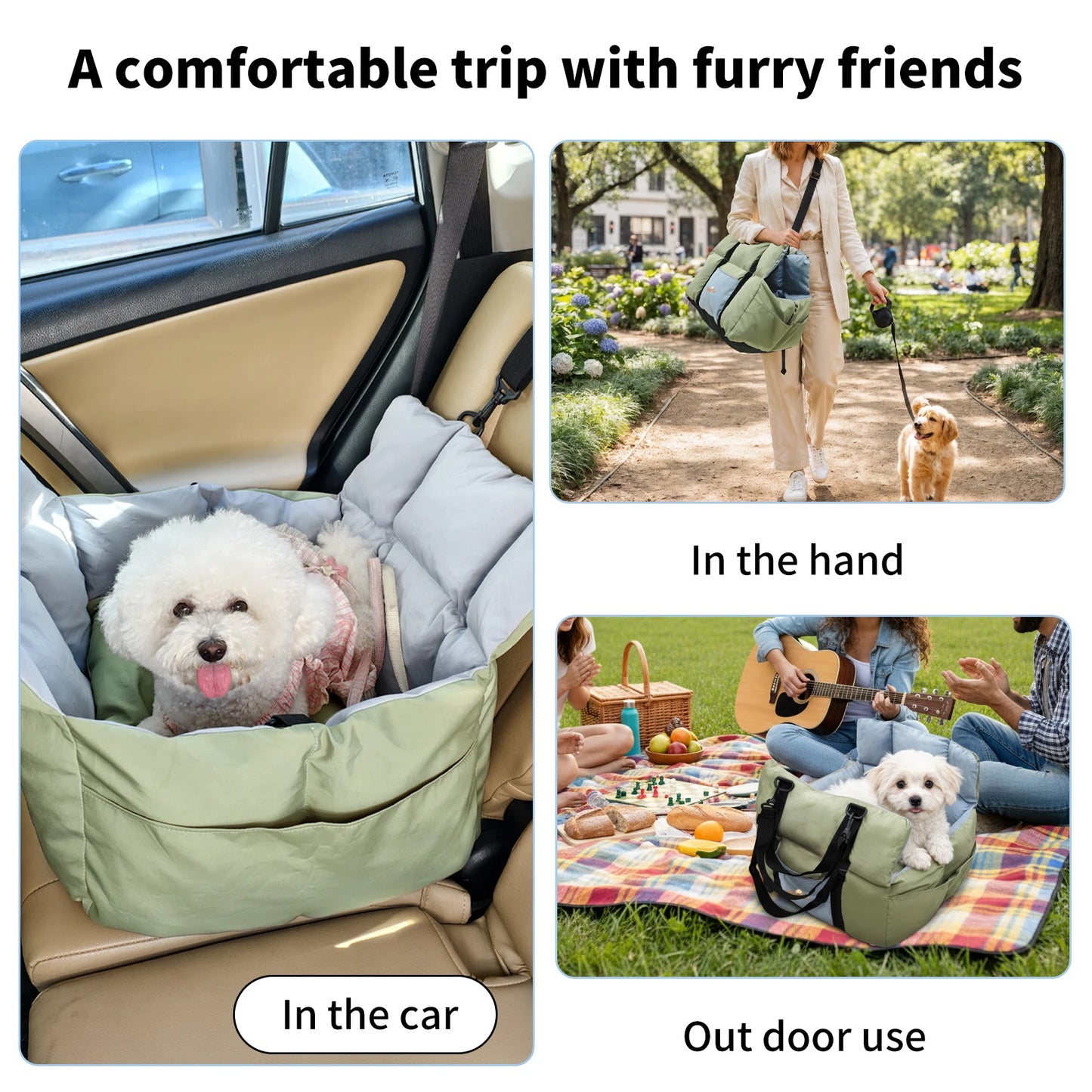 Dog Car Seat Travel Bed and Booster for Small Dogs