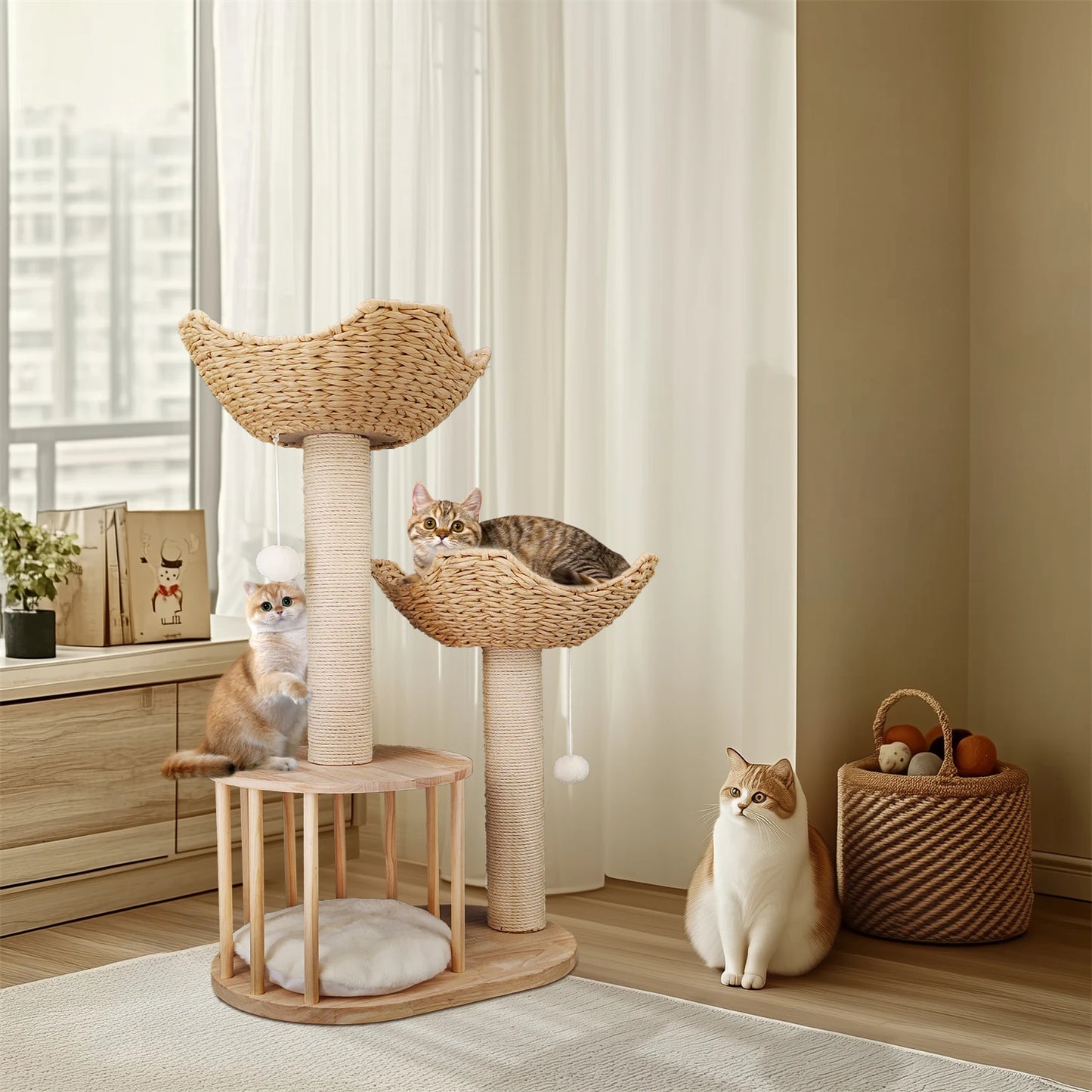 Bingopawcn Three Tier Cat Tree Tower Indoor Activity Center For Climbing Scratching Perches And Playtime