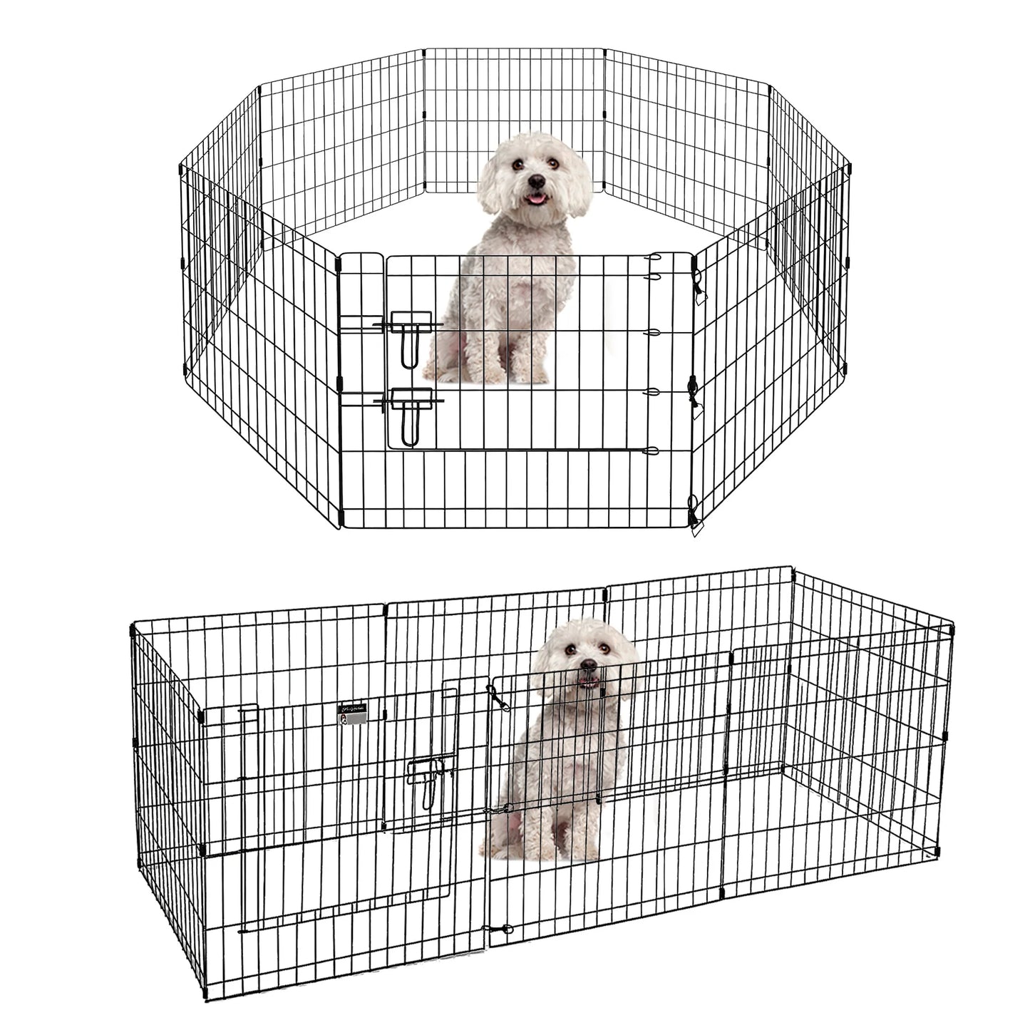 Foldable Metal Dog Playpen Indoor Outdoor Fence with Doors