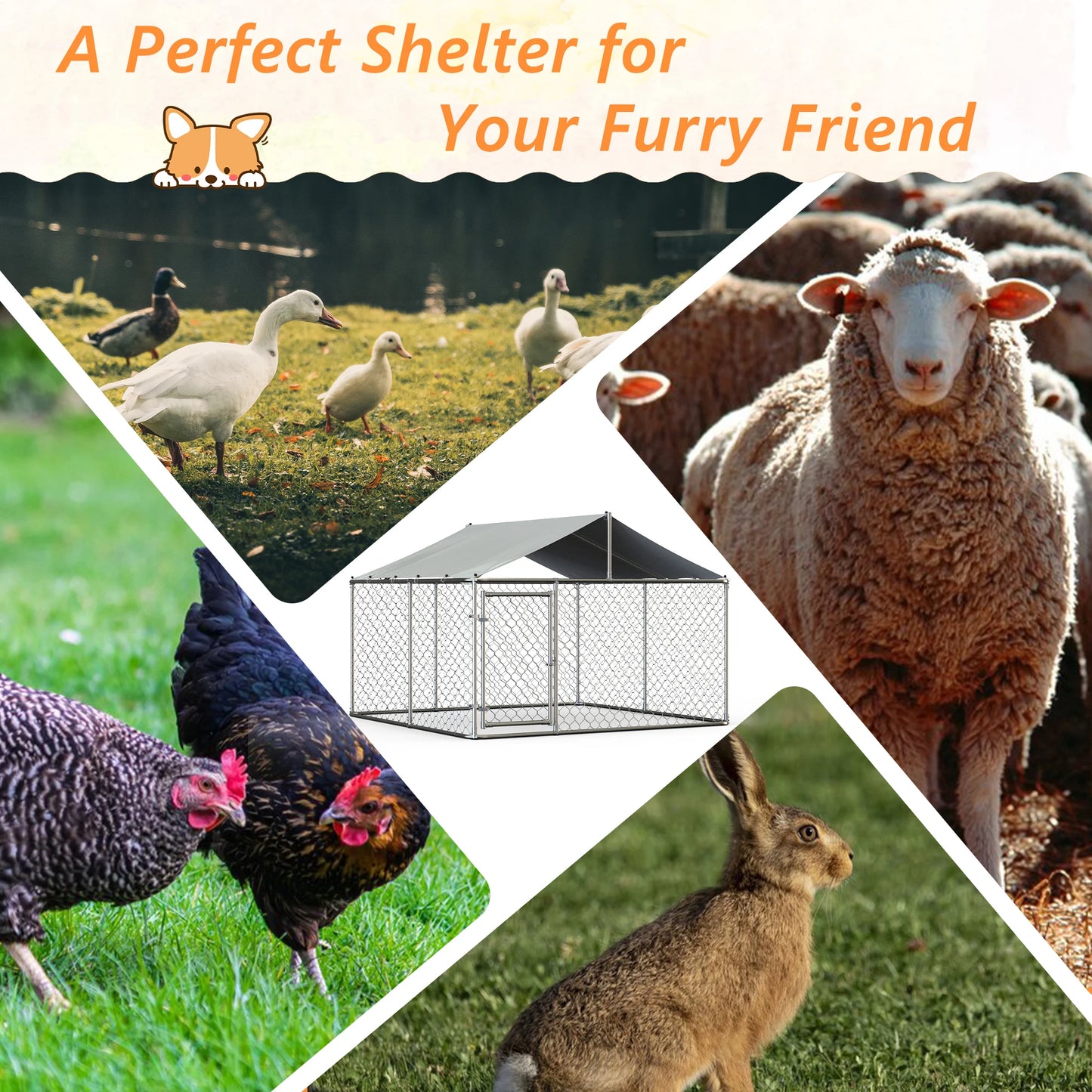 Outdoor Dog Kennel Heavy Duty Shade Playpen Enclosure