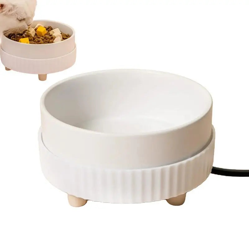 Premium Heated Cat Water Bowl With Rechargeable Heating Technology CeramicMaterial