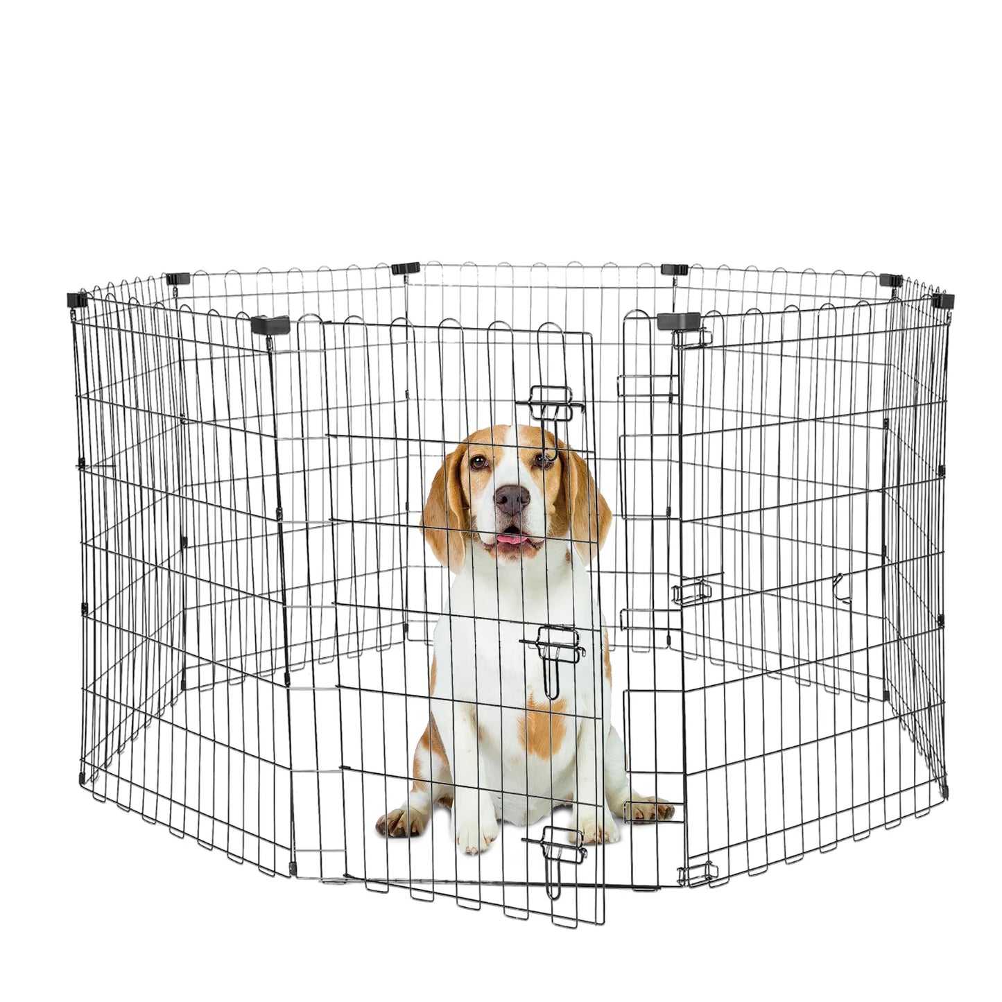 Foldable Metal Dog Playpen Indoor Outdoor Fence with Doors