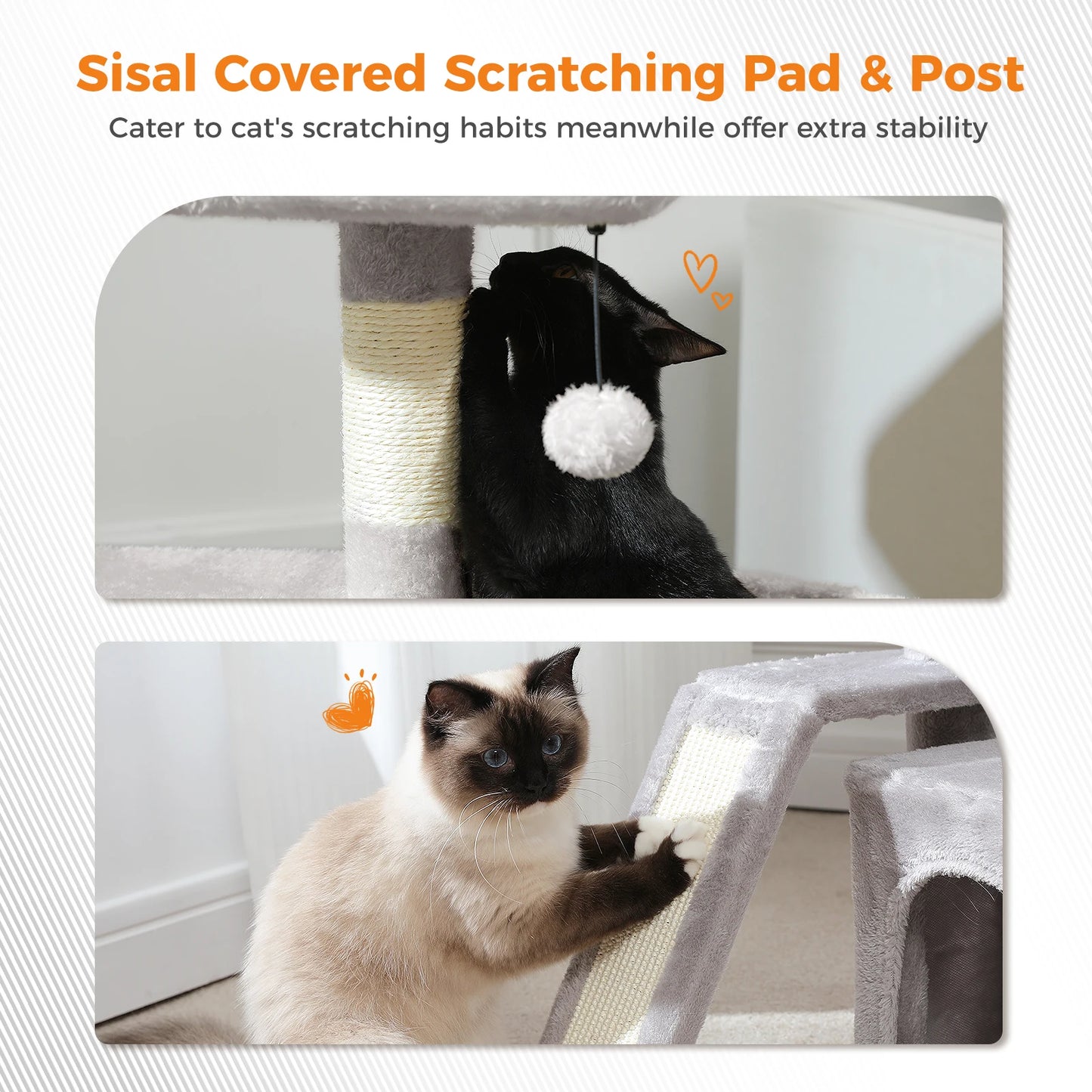PAWZ Road Small Cat Tree Indoor Tower With Sisal Scratching Post And Top Perch Cat Condo