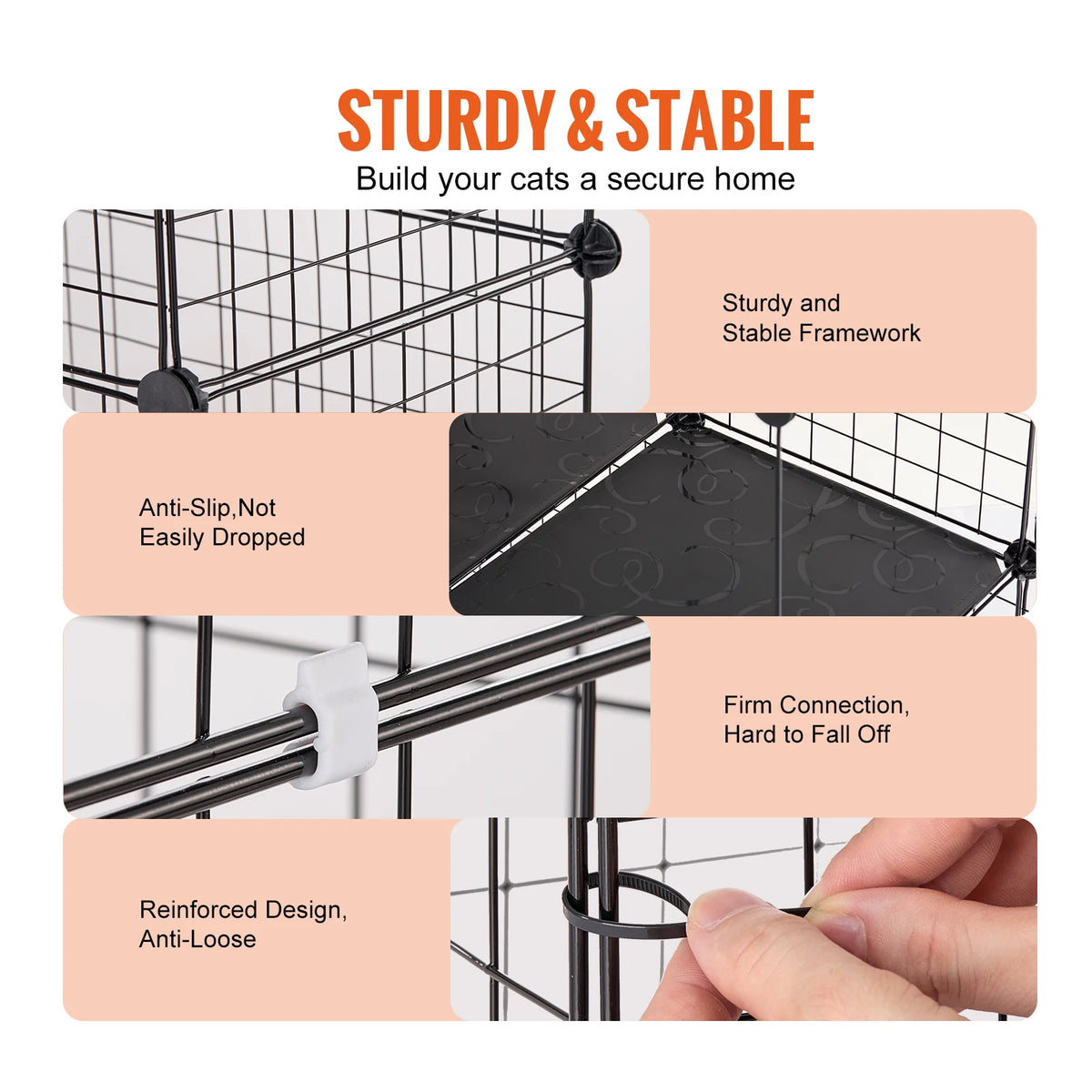 SucceBuy Multi Level Metal Cat Enclosure With Hammock And Ramp