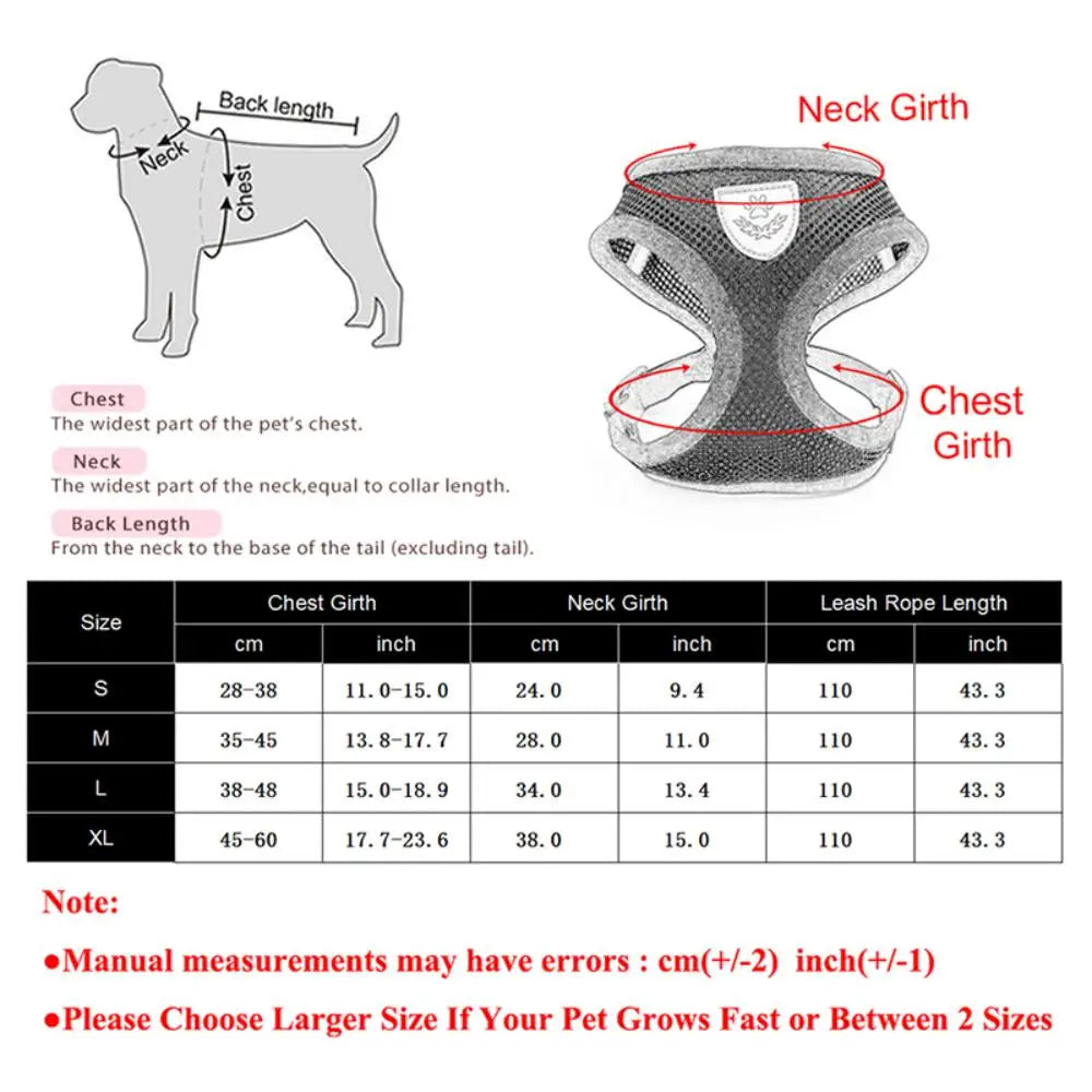 Adjustable Reflective Cat And Dog Harness Leash Set