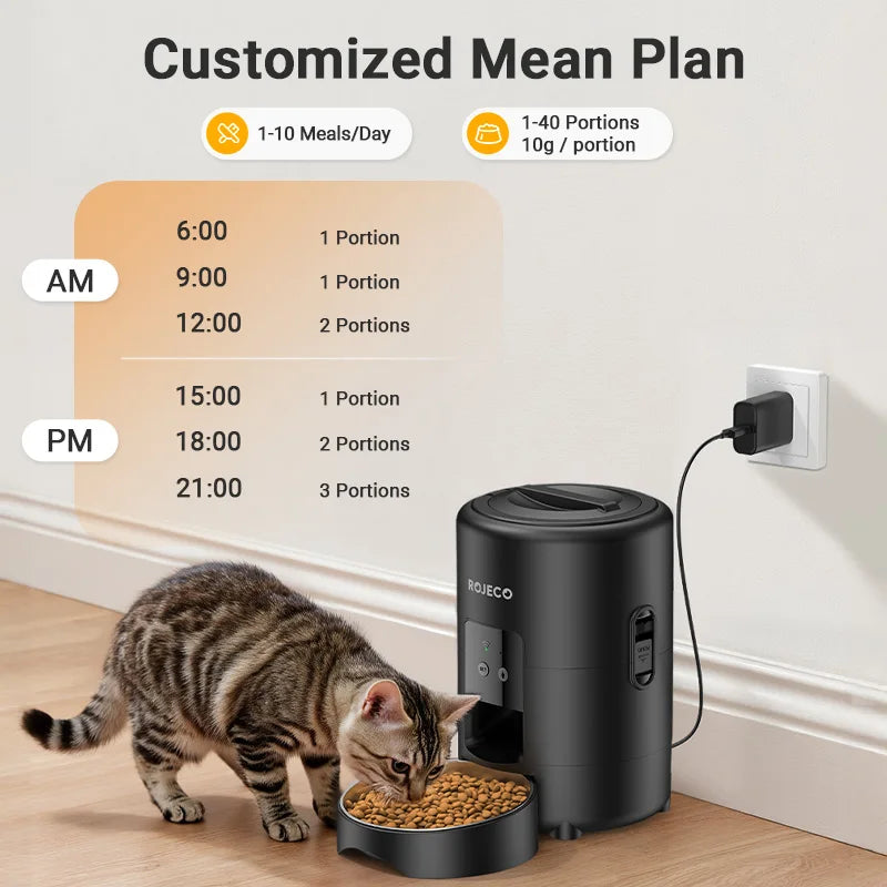 ROJECO Automatic Cat Feeder WiFi App Remote Control