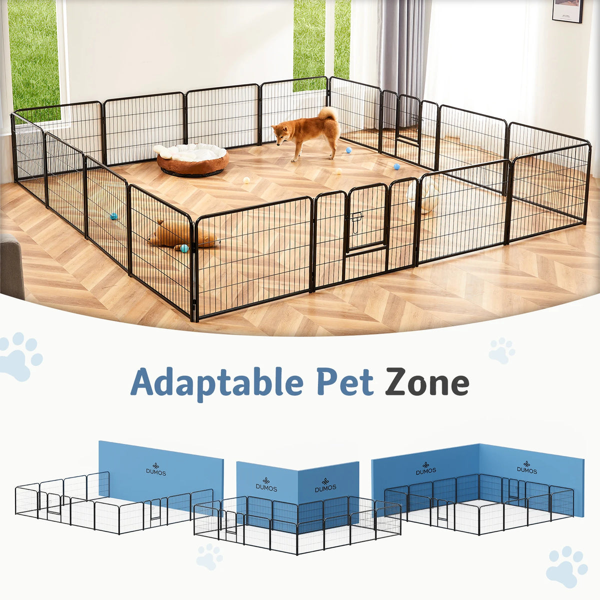 JHK Foldable Metal Dog Playpen Fence For Indoor Outdoor Use