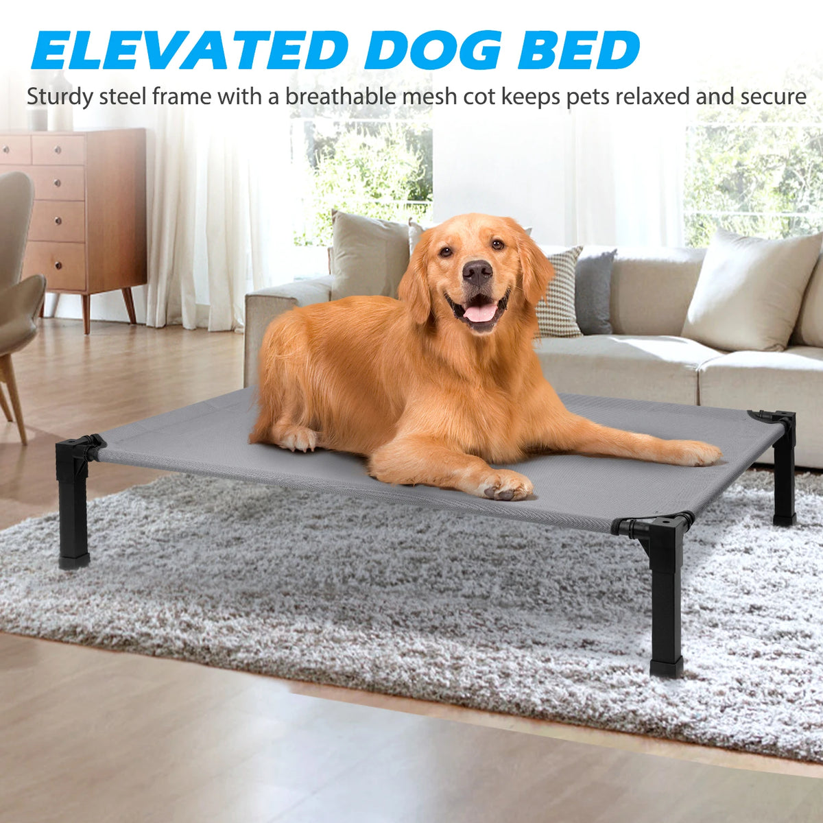 Elevated Dog Bed Cooling Raised Cot With Breathable Washable Mesh