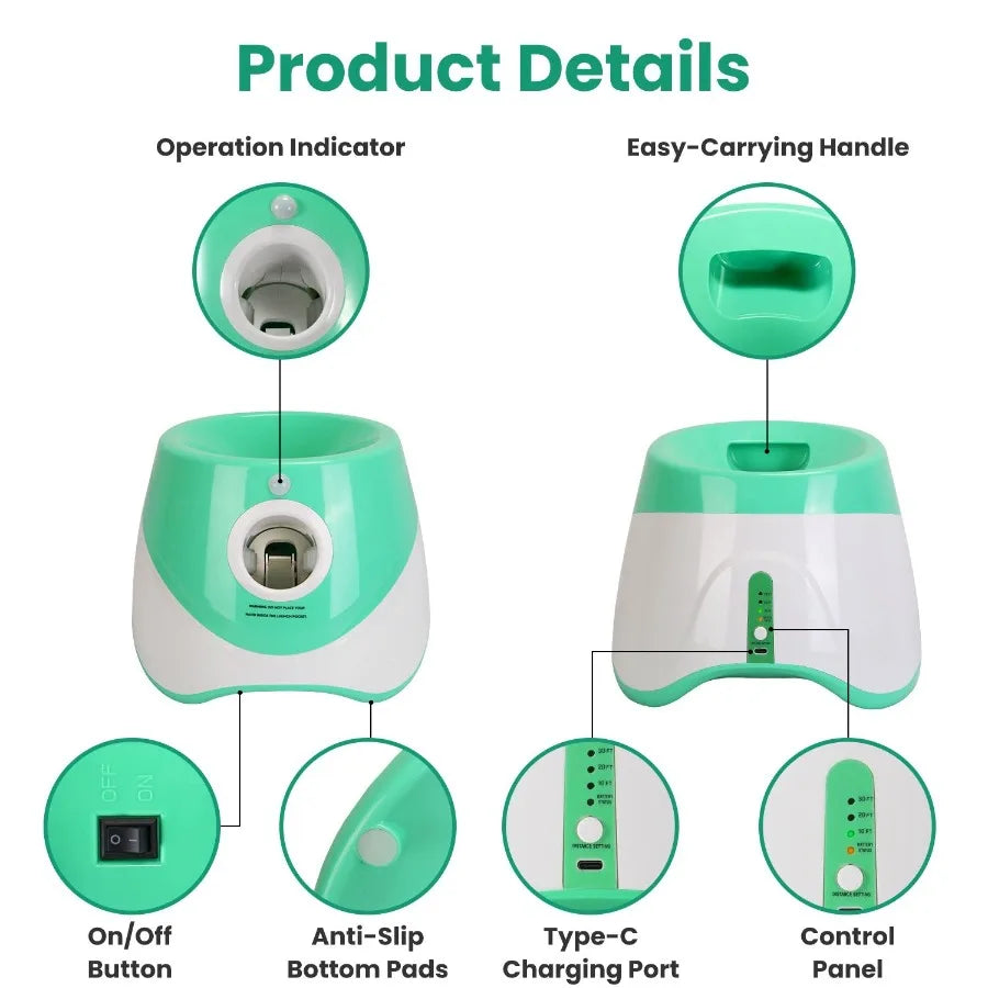 Automatic Dog Ball Launcher 6 Tennis Balls Interactive Fetch Toy