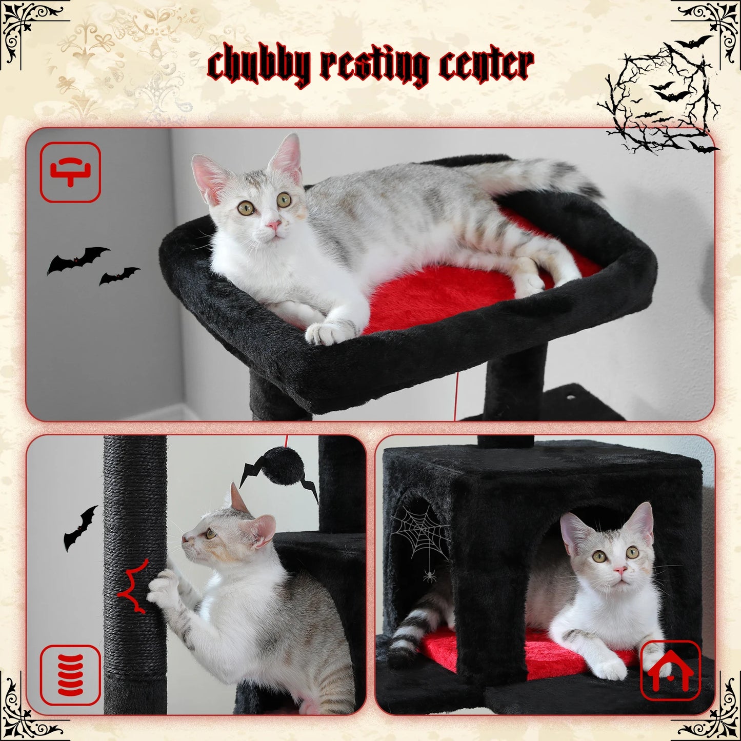 PAWZ Road 4 Tier Gothic Cat Tree For Indoor Cats