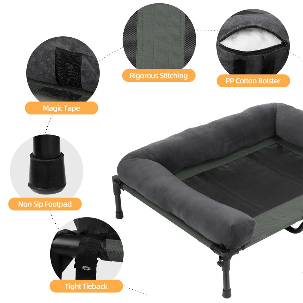 Borwartcn Outdoor Raised Dog Bed With Cooling Breathable Mat