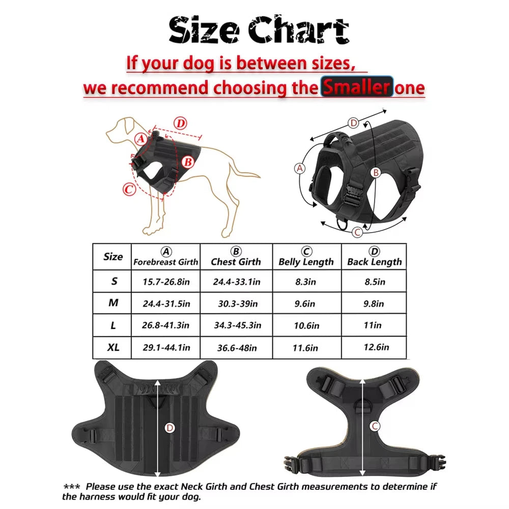 PETRAVEL Tactical Dog Harness Vest With Training Leash Set