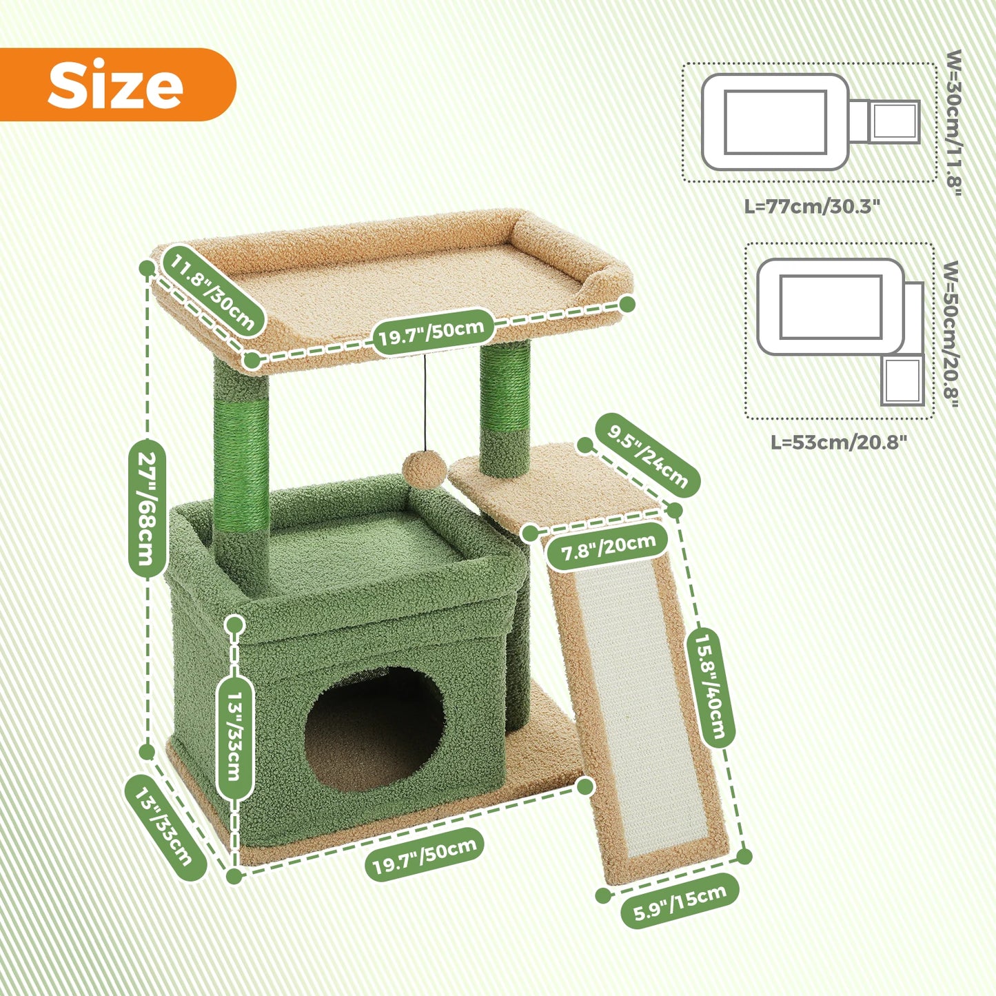 PAWZ Road Small Cat Tree Indoor Tower With Sisal Scratching Post And Top Perch Cat Condo
