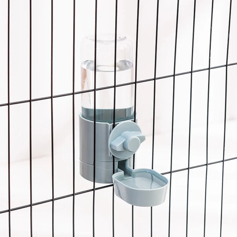 Automatic Pet Feeder With Hanging Water Bottle And Food Container