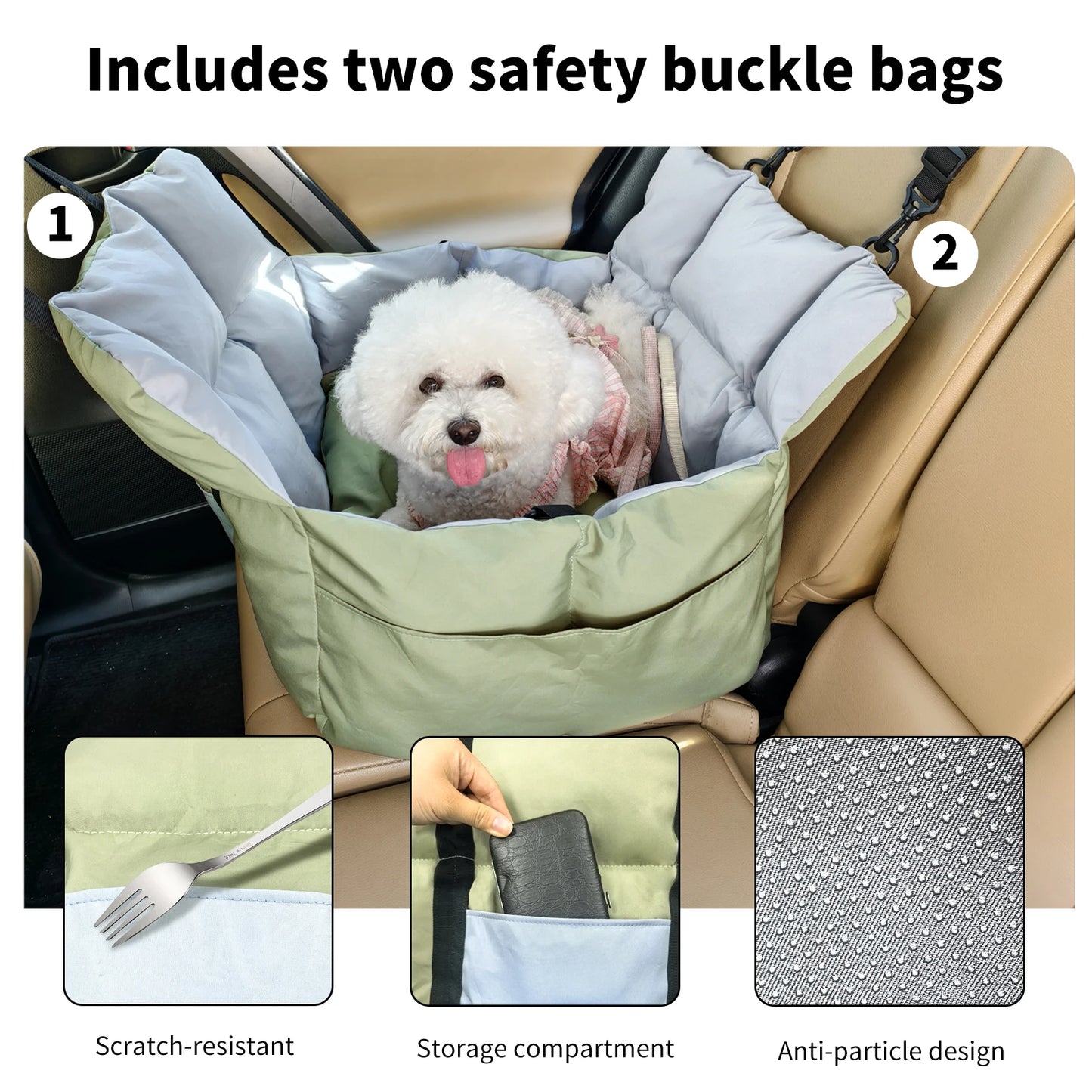 Dog Car Seat Travel Bed and Booster for Small Dogs