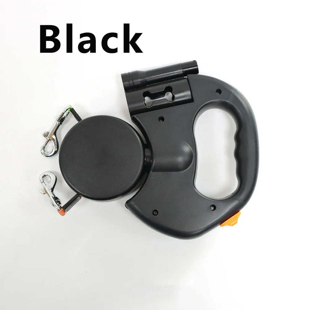 AutoRetractable DoubleEnded DogLeash With LEDFlashlight WasteBagBox ProQuality Elite Superior