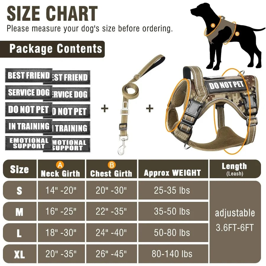 Hign-concerned ReflectivePatches Adjustable Heavy-Duty Dog Harness And Leash Kit Pro