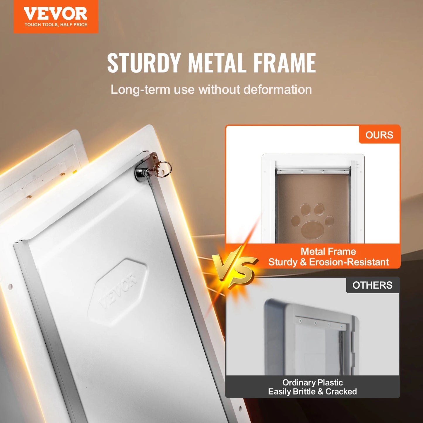 SucceBuy Metal Frame Pet Door With 3 Flap Weatherproof System