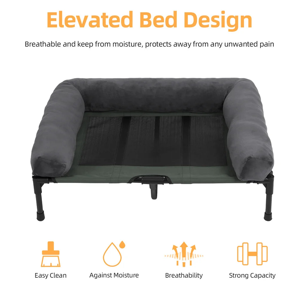 Borwartcn Outdoor Raised Dog Bed With Cooling Breathable Mat