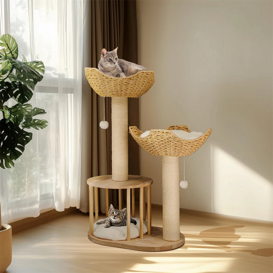 Bingopawcn Three Tier Cat Tree Tower Indoor Activity Center For Climbing Scratching Perches And Playtime