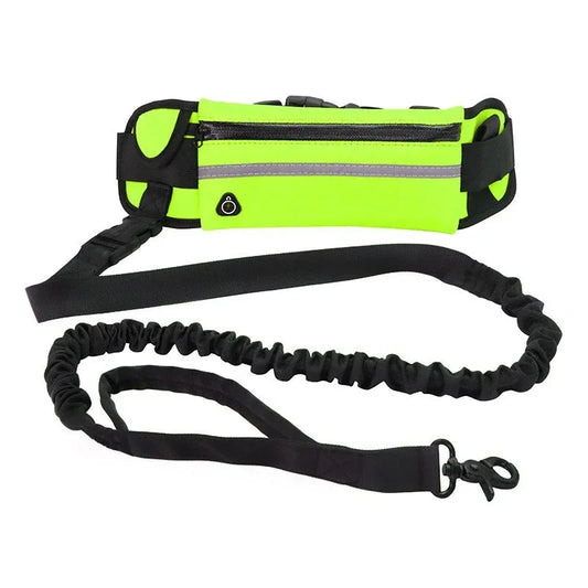 Hands Free Retractable Dog Leash With Reflective Belt Waist Bag
