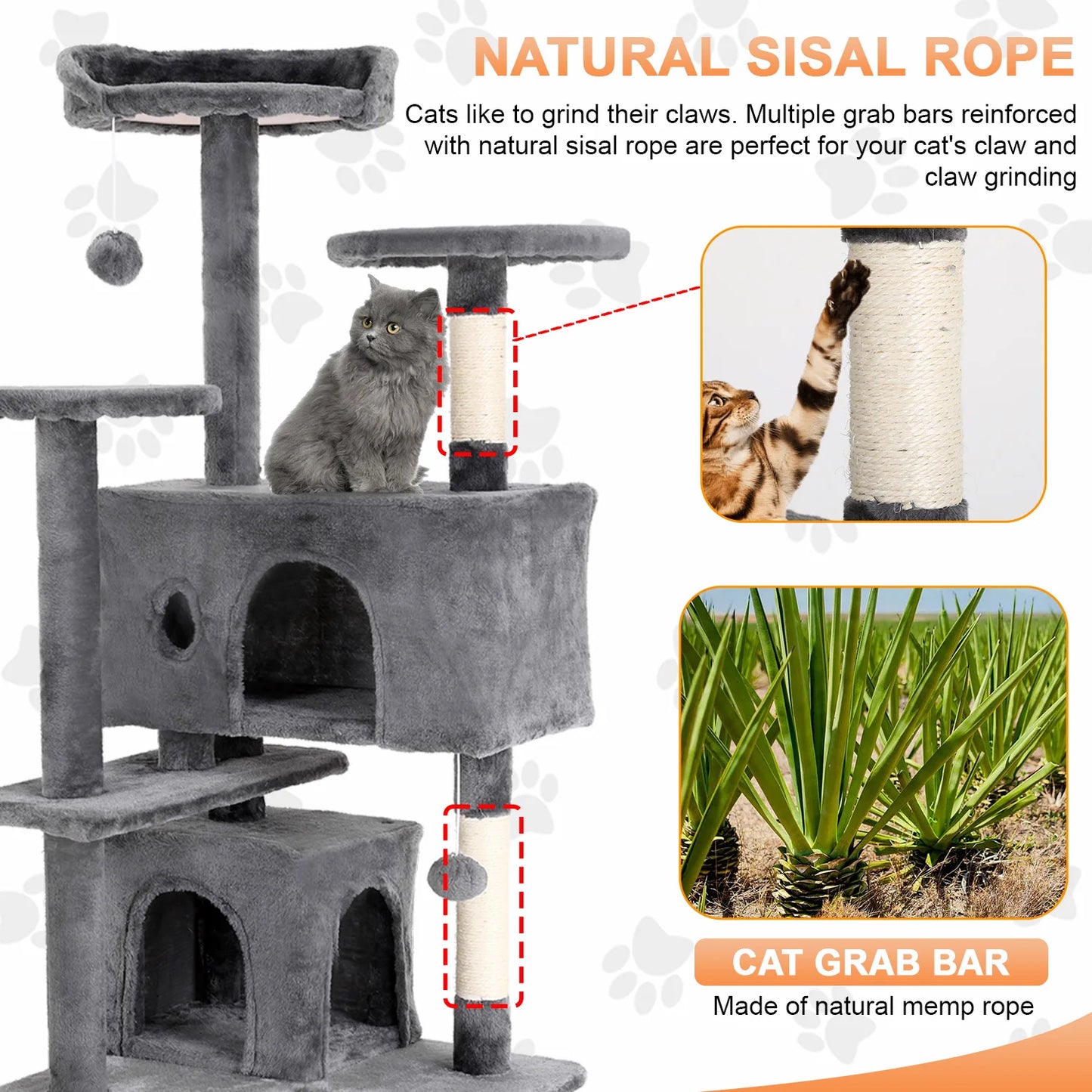 PremiumQuality Plus Multilevel Cat Tree Tower With DurableSisal Posts SleepingPad