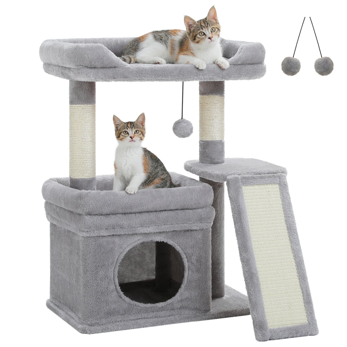 PAWZ Road Small Cat Tree Indoor Tower With Sisal Scratching Post And Top Perch Cat Condo