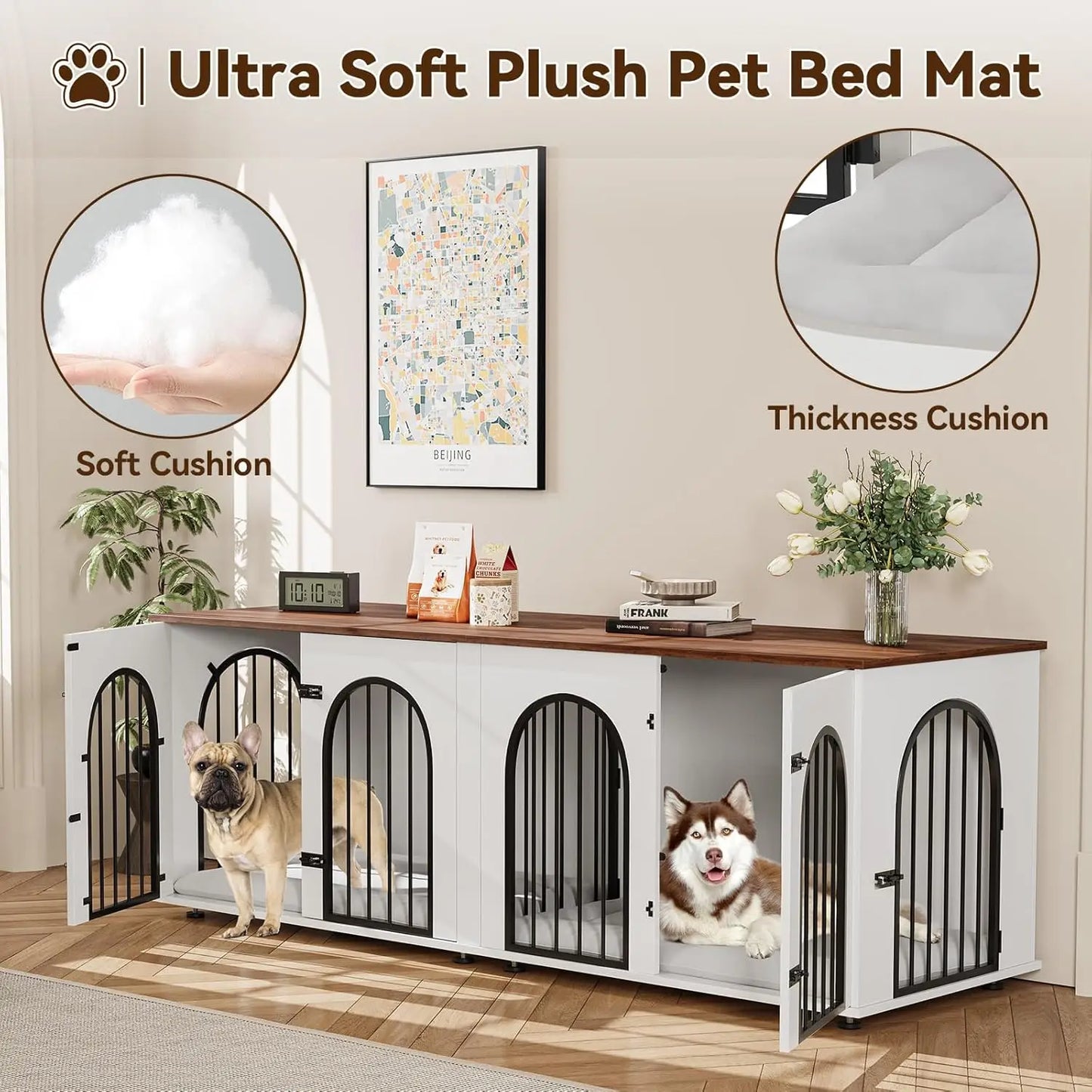 HiMISS Dog Crate Furniture For Two Dogs TV Stand