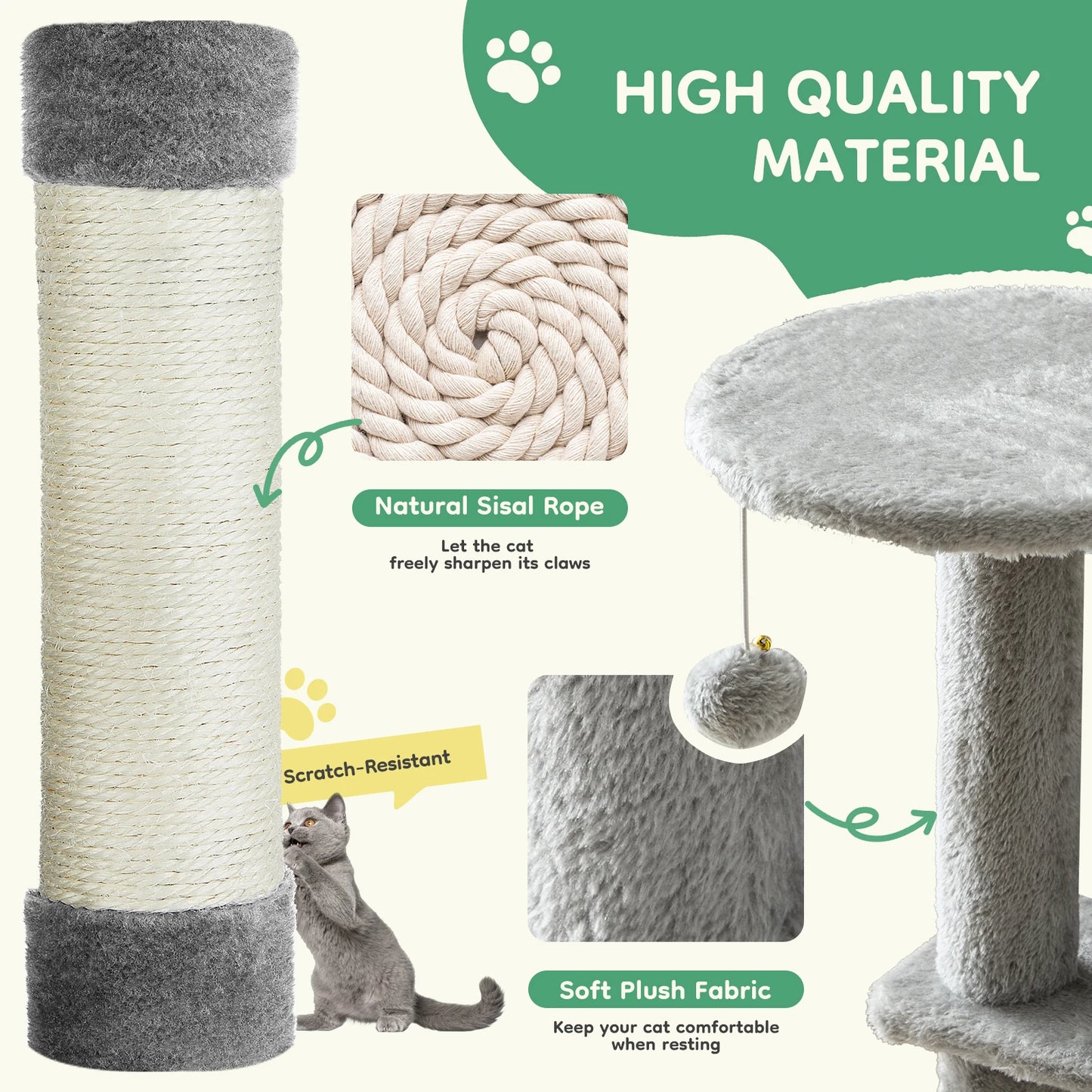 JHK Cat Tree Tower Indoor Multi-Cat Play Scratching