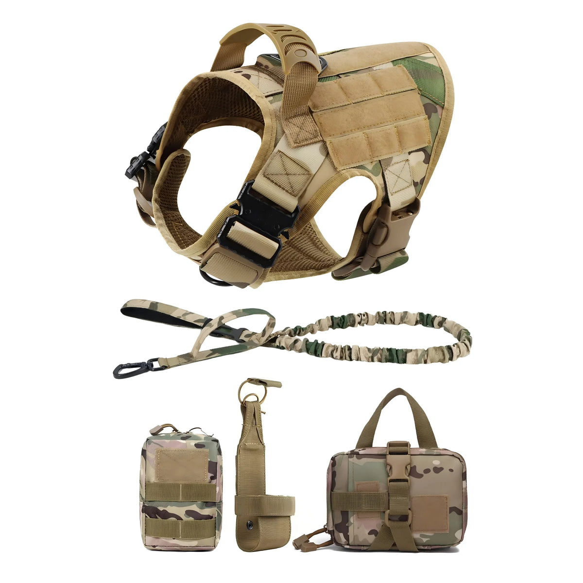 PetraVel Adjustable Tactical Dog Harness With Leash And Pack