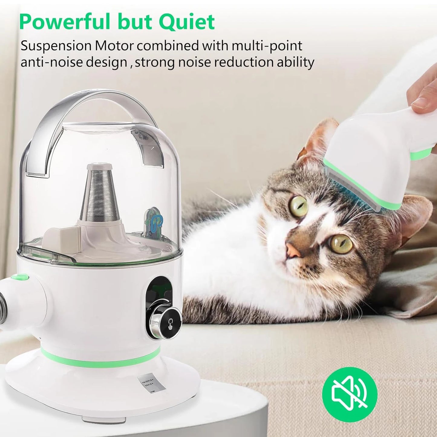 DishyKooker Pet Grooming Kit With Vacuum Suction And Tools For Mess Free Hair Cleanup