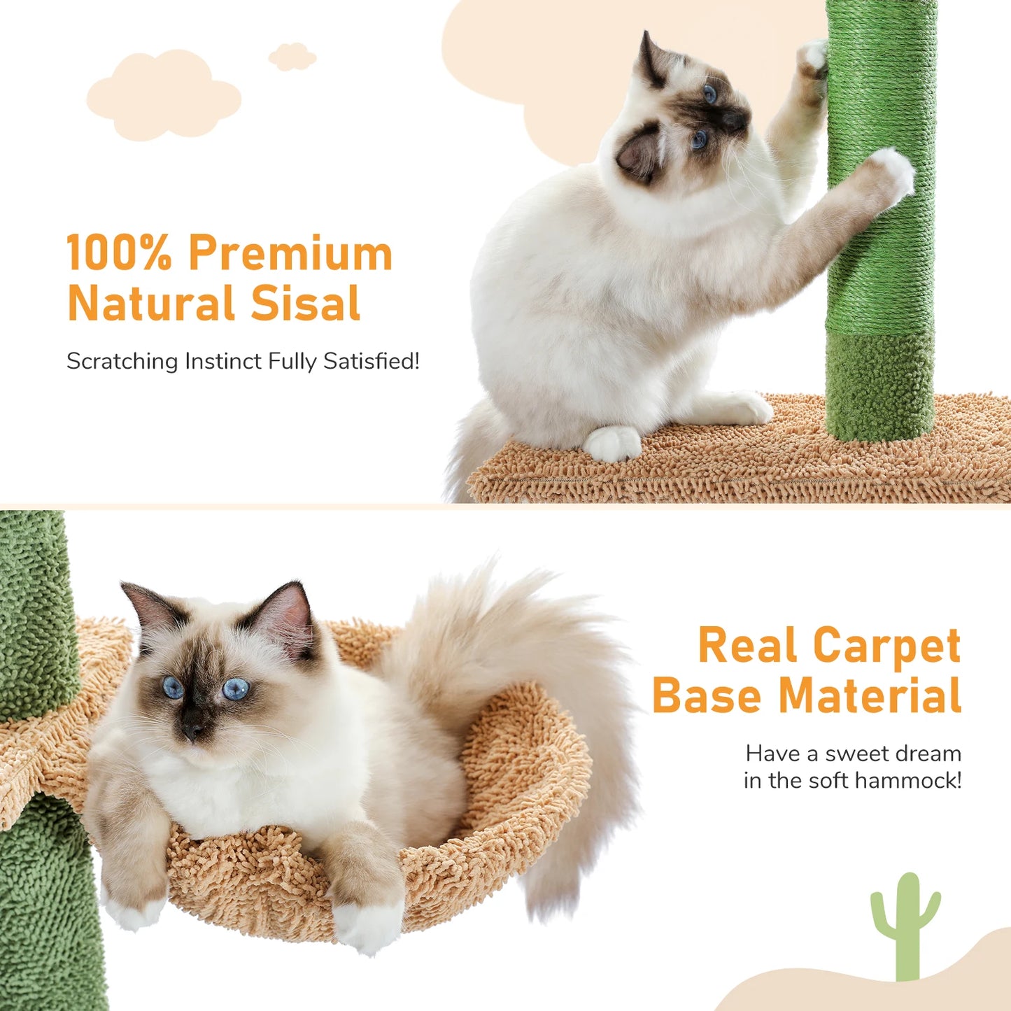 PAWZ Road 5-Tier Cat Tree Cactus Tower With Scratching Post