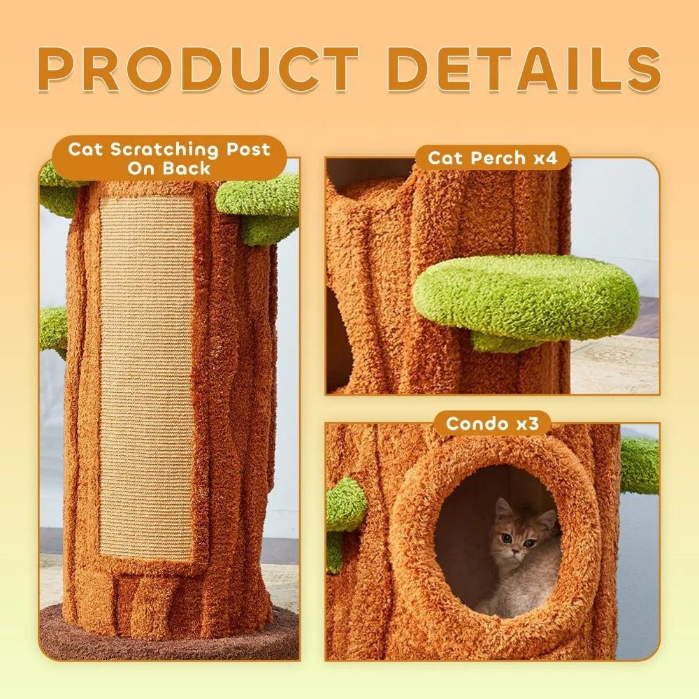 MKDK Luxury Natural Cat Tree Indoor Multi Level Tower